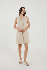 Sleeveless Cotton Mini Dress in Khaki