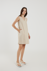 Sleeveless Cotton Mini Dress in Khaki