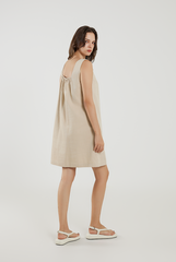 Sleeveless Cotton Mini Dress in Khaki