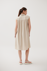Button Down Collared Dress in Oat