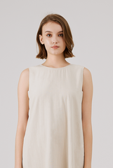 Scoop Back Ribbon Dress in Oat