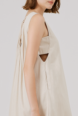 Scoop Back Ribbon Dress in Oat 
