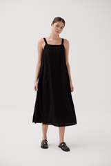 Back Self-Tying Ribbon Dress in Black