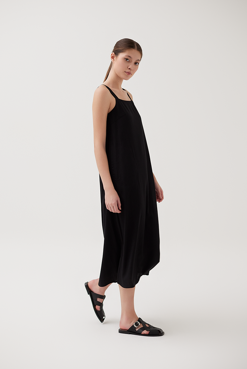 Back Self-Tying Ribbon Dress in Black