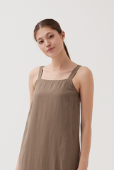 Back Self-Tying Ribbon Dress in Taupe