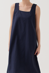 Decorative Buttoned Strap Dress in Navy Blue