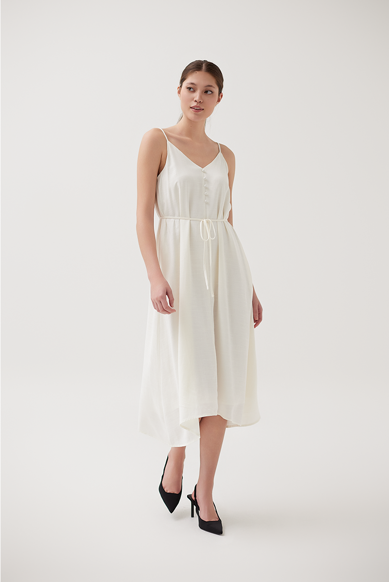 Button Front Spaghetti Strap Dress PLAYDRESS