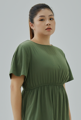 Back Buttons Midi Dress
