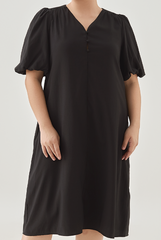 Short Puff Sleeves Midi Dress