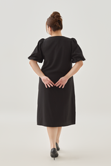 Short Puff Sleeves Midi Dress