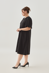 Short Puff Sleeves Midi Dress