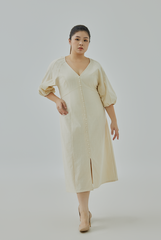 Raglan Puff Sleeves Midi Dress