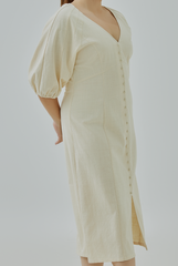 Raglan Puff Sleeves Midi Dress