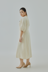 Raglan Puff Sleeves Midi Dress
