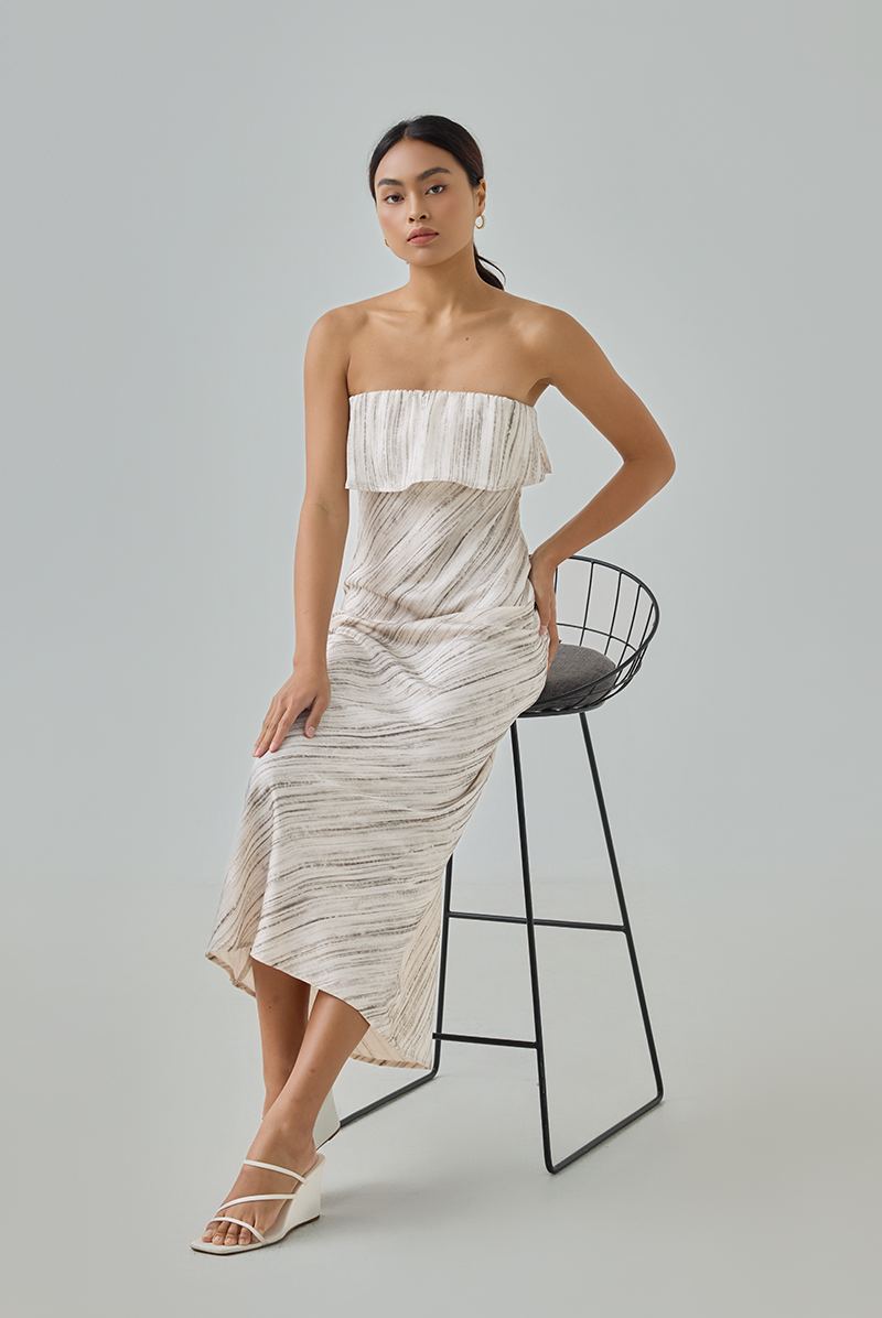 Padded Printed Midi Dress