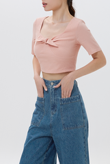 Zaria Wide Leg Denim Pants in Denim Blue
