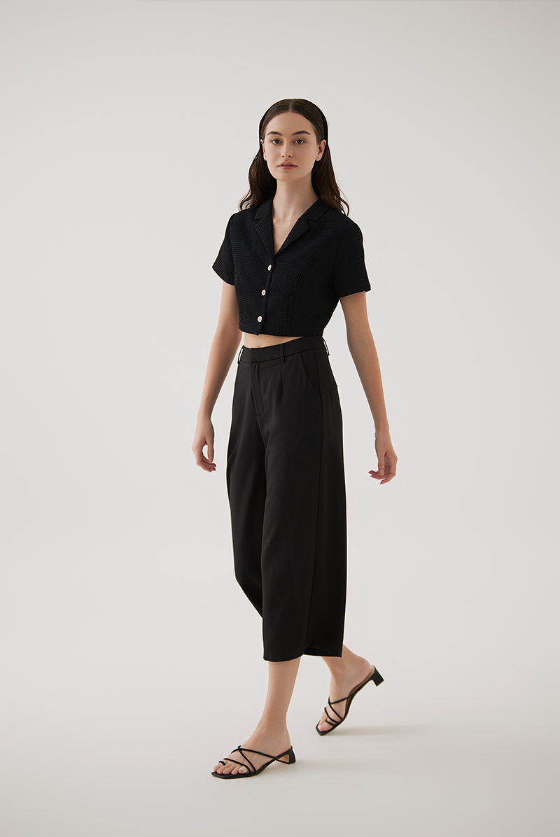 Skylar Cropped Culottes in Black