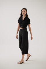 Skylar Cropped Culottes in Black