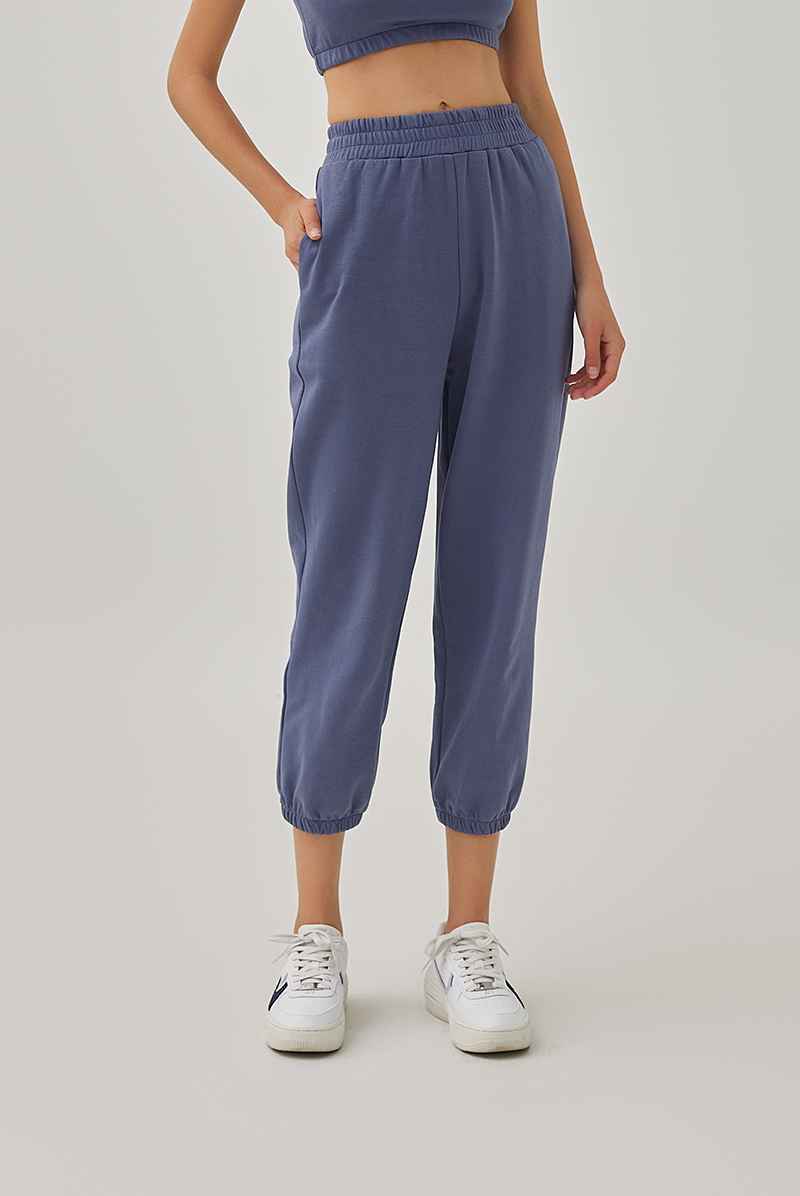 Grazia Elasticated Joggers in Slate Blue