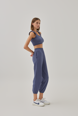 Grazia Elasticated Joggers in Slate Blue