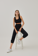 Grazia Elasticated Joggers in Black