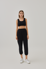 Grazia Elasticated Joggers in Black