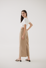 Xael Side Button Wide Leg Pants in Sand