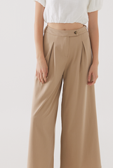 Xael Side Button Wide Leg Pants in Sand