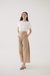 Xael Side Button Wide Leg Pants in Sand