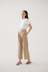 Xael Side Button Wide Leg Pants in Sand