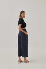 Xael Side Button Wide Leg Pants in Charcoal