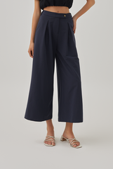 Xael Side Button Wide Leg Pants in Charcoal