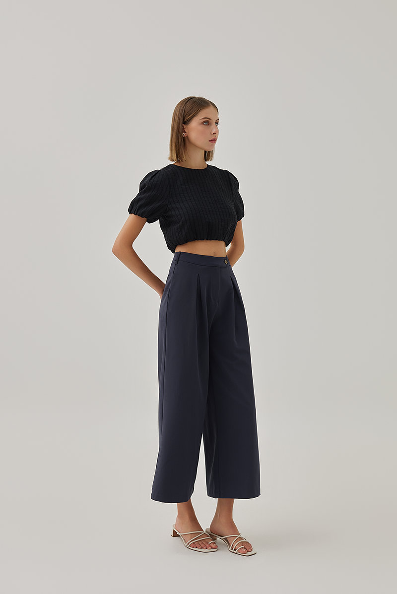 Xael Side Button Wide Leg Pants in Charcoal