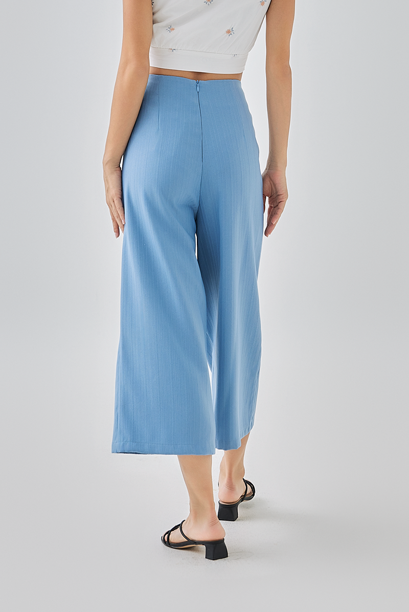 Dewy Wide Leg Culottes in Dusty Blue