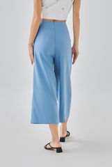 Dewy Wide Leg Culottes in Dusty Blue