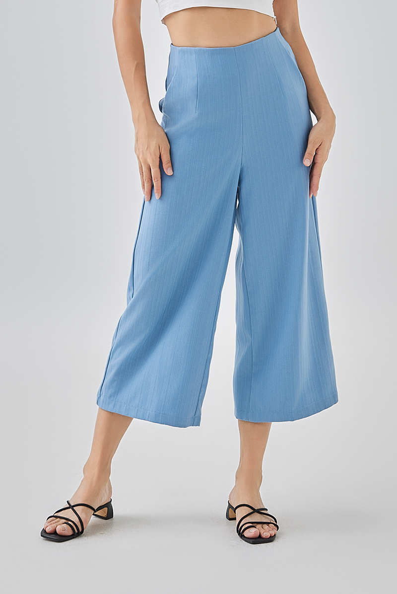 Dewy Wide Leg Culottes in Dusty Blue