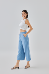 Dewy Wide Leg Culottes in Dusty Blue