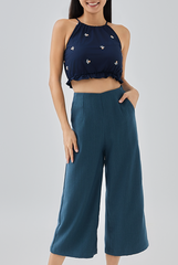 Dewy Wide Leg Culottes in Emerald