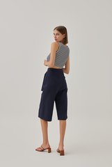 Tiffany Belted Culottes in Dark Blue