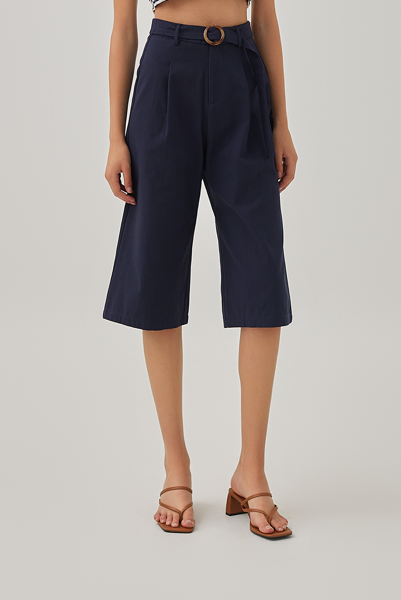 Tiffany Belted Culottes in Dark Blue
