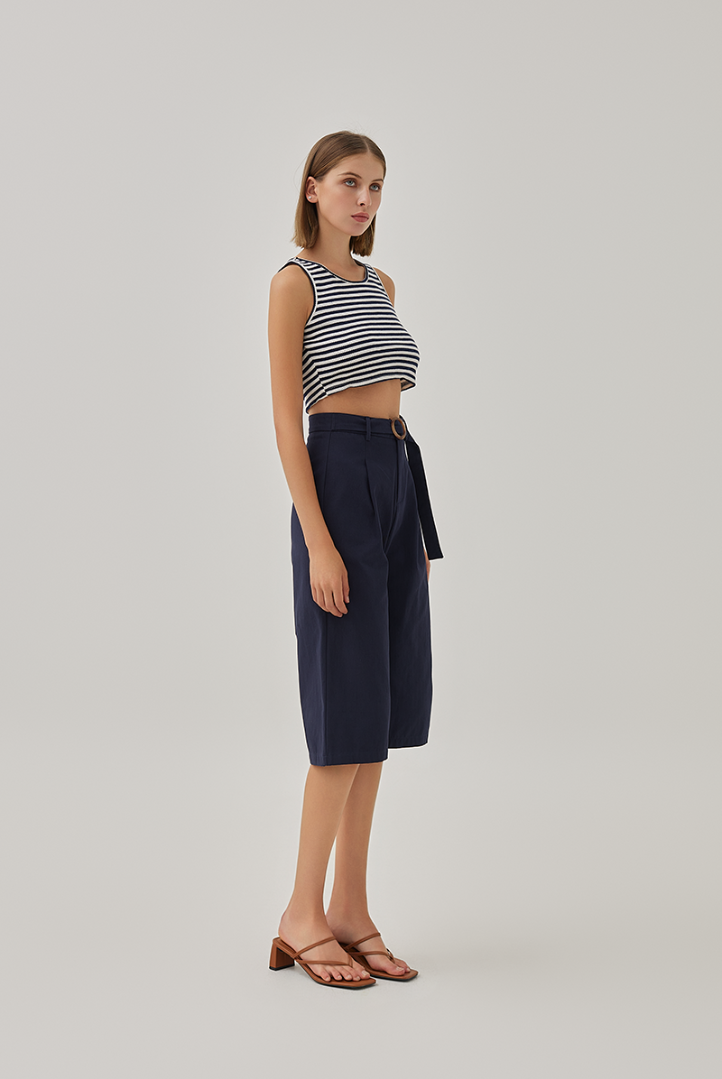 Tiffany Belted Culottes in Dark Blue