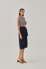 Tiffany Belted Culottes in Dark Blue
