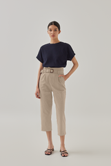 Kara Crop Belted Pants in Khaki