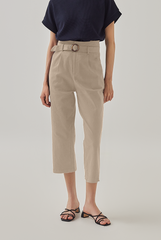 Kara Crop Belted Pants in Khaki