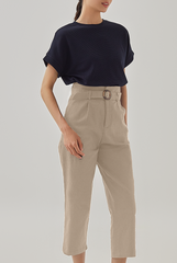 Kara Crop Belted Pants in Khaki