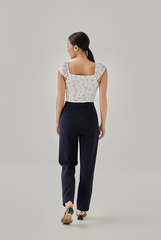Gracia Straight Leg Pants in Navy Blue