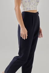 Gracia Straight Leg Pants in Navy Blue