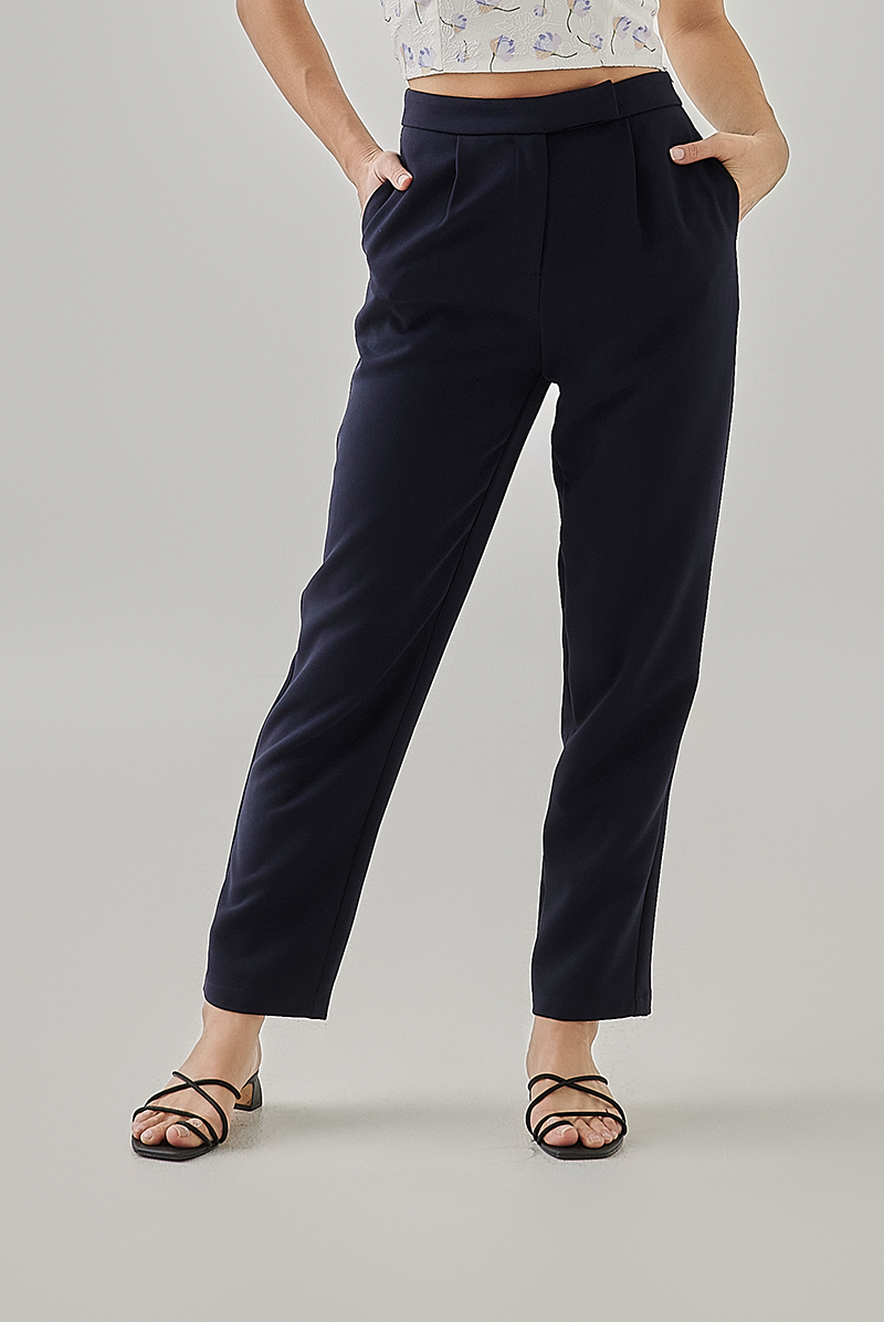 Gracia Straight Leg Pants in Navy Blue