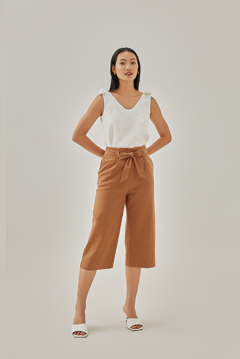 Ria Straight-Cut Culottes in Coffee