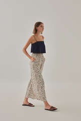 Maya Wide Leg Floral Pants in White